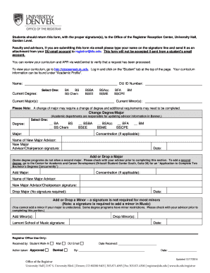 Undergraduate Degree/Major/Minor Change Application