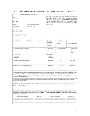 CC-2 Application for Change in Title or Salary