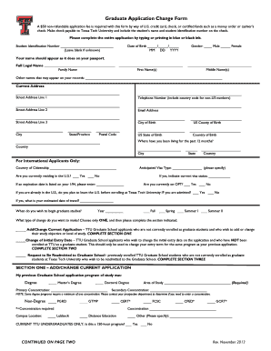 Graduate Application Change Form