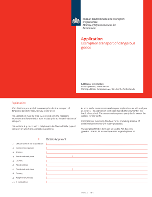 Application Exemption Transport of Dangerous Goods