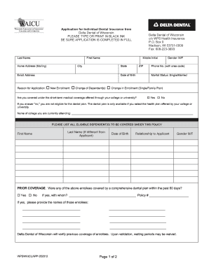 Delta Dental of Wisconsin Application