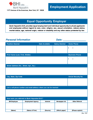 Bank Hapoalim Employment Application