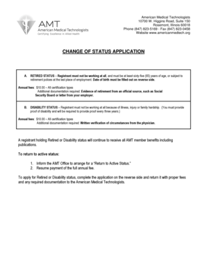 AMT Change of Status Application