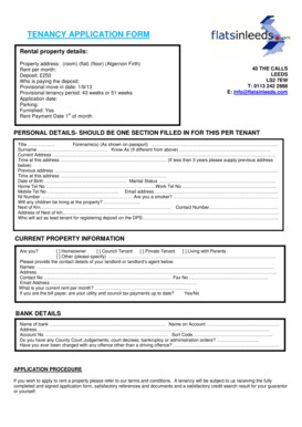 UK Tenancy Application Form