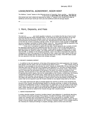 Washington State Room Rental Agreement