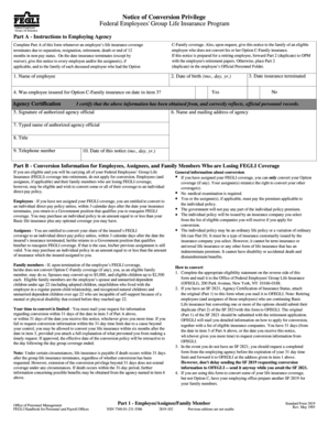 Notice of Conversion Privilege for Federal Employees' Group Life Insurance