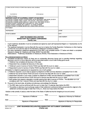 Joint Readiness Declaration for Mandatory Settlement Conference