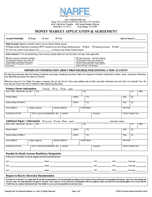 Money Market Application & Agreement