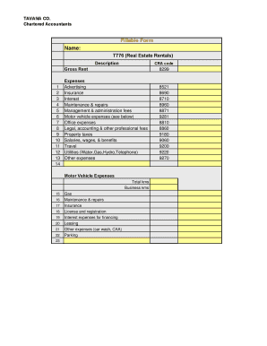 T776 Real Estate Rentals Form