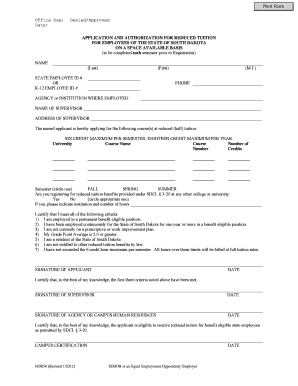 South Dakota Reduced Tuition Application