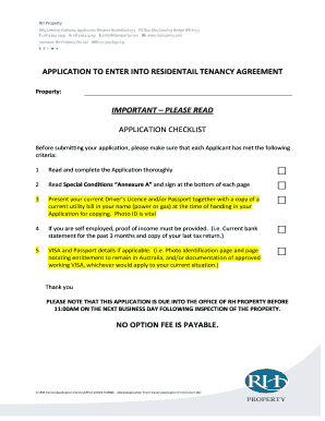 Application to Enter into Residential Tenancy Agreement