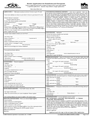 Rental Application for Residents and Occupants