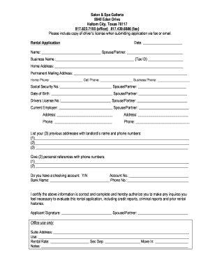 Rental Application Form