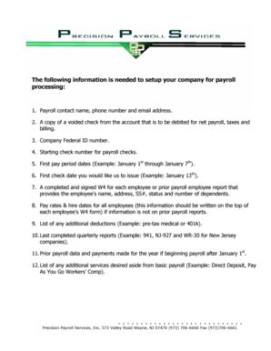 Payroll Setup Authorization Form