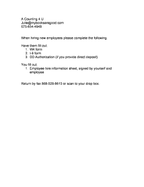 Employee Hire Information Sheet