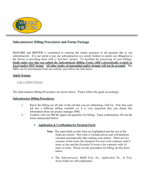 Subcontractor Billing Forms Package