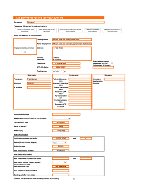 CIS Subcontractor Payment Form