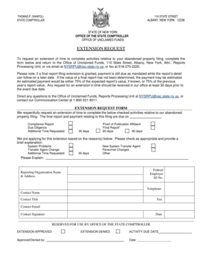 New York Abandoned Property Filing Extension Request