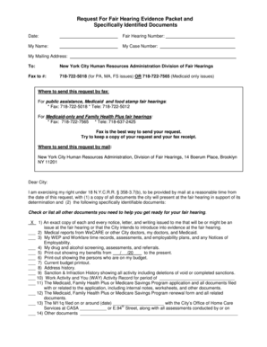 Request for Fair Hearing Evidence Packet