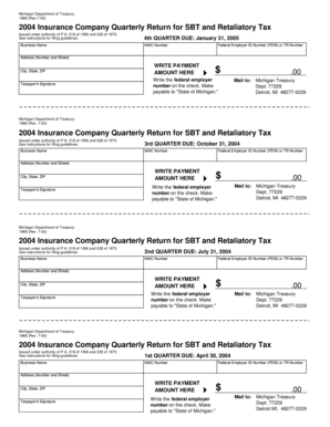 Michigan Insurance Company Quarterly Return for SBT and Retaliatory Tax