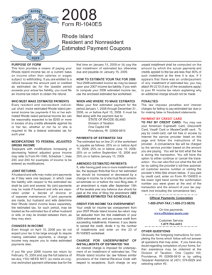 Rhode Island Estimated Tax Payment Form 2008