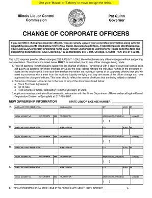 Illinois Liquor Control Change of Corporate Officers