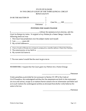 Illinois Adult Name Change Petition