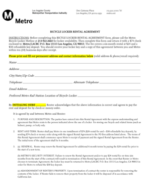 Bicycle Locker Rental Agreement