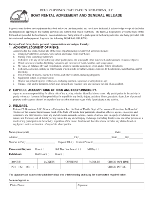 Boat Rental Agreement and General Release