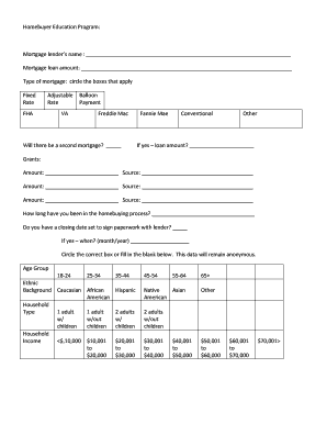 Homebuyer Education Program Form