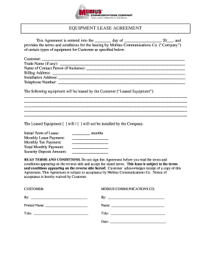 Equipment Lease Agreement