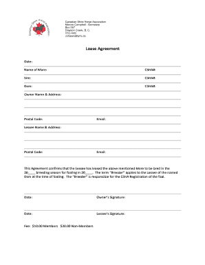 Lease Agreement - Canadian Shire Horse Association