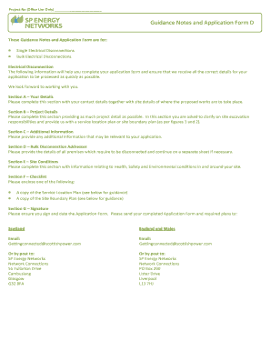 Electrical Disconnection Application Form D