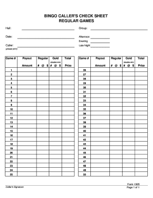 Printable Bingo Master Call Sheet Fill Online Printable Fillable Blank Pdffiller