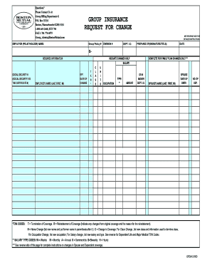Group Insurance Request for Change Form