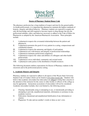 Doctor of Pharmacy Student Honor Code