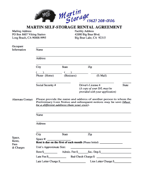 MARTIN SELF-STORAGE RENTAL AGREEMENT - Martin Storage - martinstorage