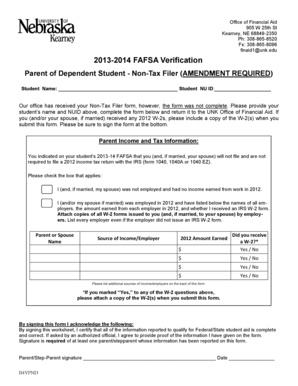 2013-2014 FAFSA Verification Form