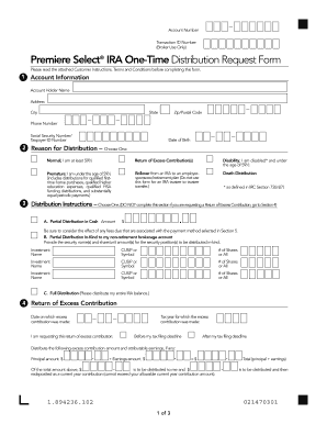 Premiere Select IRA One-Time Distribution Request Form
