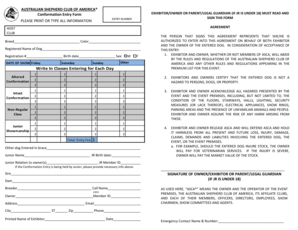 Australian Shepherd Club of America Conformation Entry Form