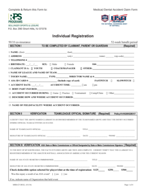 Medical/Dental Accident Claim Form