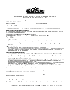 HIPAA Release Form - Concierge Medical & Risk Consultants