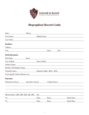 Funeral and Cremation Services Biographical Record Guide