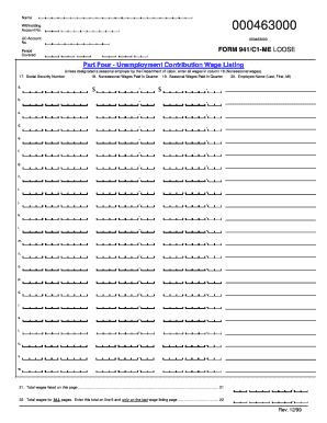 Form 941/C1-ME Unemployment Contribution Wage Listing