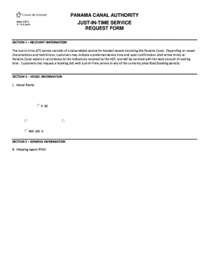 Panama Canal Just-In-Time Service Request Form