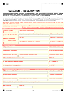 EU Customs Declaration Form COZN 10-08d