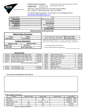 Pindot Custom Seating Order Form