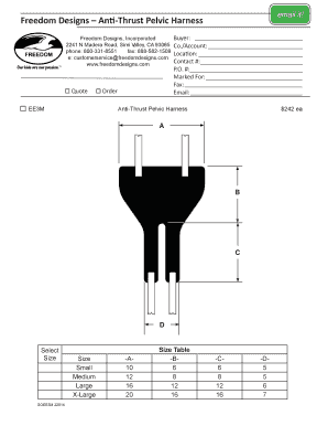 Freedom Designs Anti-Thrust Pelvic Harness Order Form
