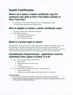 New York State Death Certificate Application