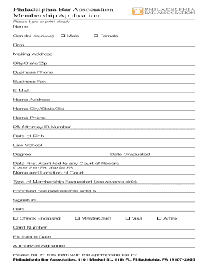 Philadelphia Bar Association Membership Application